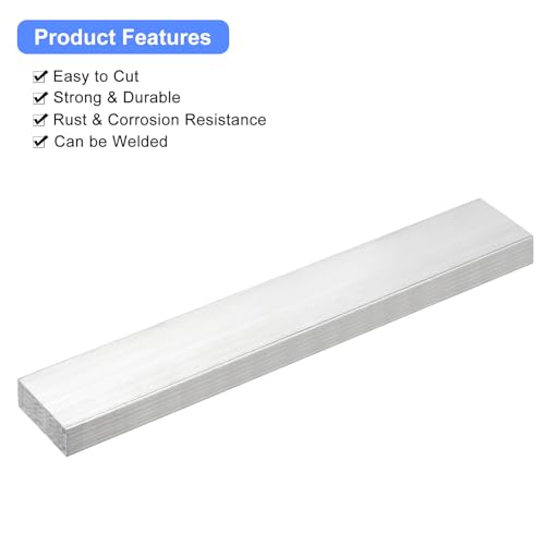 Image of uxcell Square Aluminum Flat Bar, 9 /16 inch Thick 1.6 inch Width 10 inch Length Square Aluminum Bar 6061 Aluminum Flat Plate, 15 x 40 x 254mm T6511 Solid New Mill Stock for Industrial Building