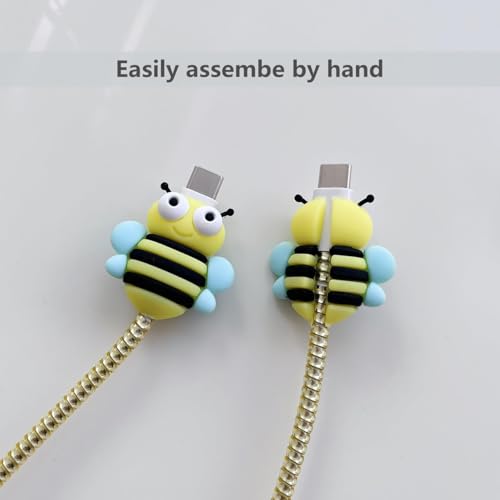 Image of Protective Charger Case for iPhone 18W 20W iPhone 15 14 13 12 11 Pro Max Charging Cable Charger Protective Cover Data Cable Protective Sleeve -(Yellow BEE)