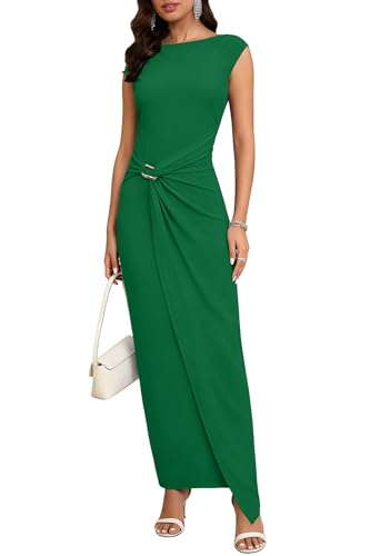 Image of Cocktail Dresses for Women 2026 Summer Formal Bodycon Cap Sleeve Dress Elegant Wedding Guest Party Long Maxi Dress