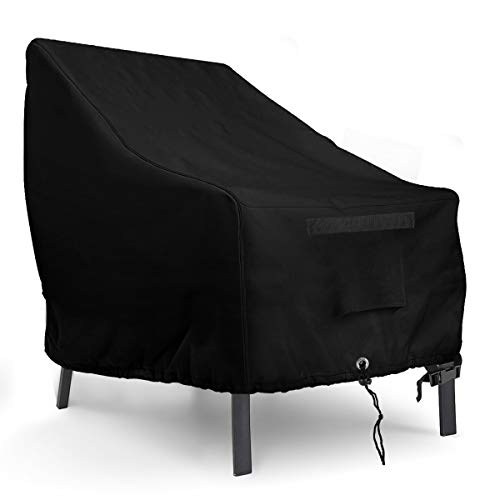 Outdoor Patio Chair Covers Waterproof - 600D Heavy Duty Fabric Deep Seat Adirondack Cover for Sofa Varanda Lawn Furniture Sun Rain Snow Fits Large 30.7 x35.5D x 31 High Inches | Black