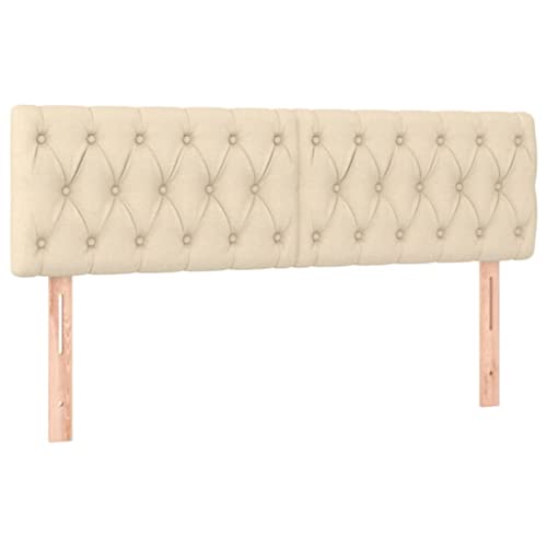 vidaXL 2X Têtes de Lit Meubles de Chambre à Coucher Accessoires de Lit Simple Têtes de Cadre de Lit Intérieur Crème 80x7x78/88 cm Tissu