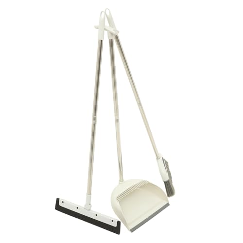 PACKOVE 1 Satz Besen-Set Reinigung Besenkehrer Besen und Kehrschaufel Besen Kehrschaufel für Staubwanne Floor Sweeper Kit Lange Griffbesen und Staubpannwischer Haushaltsbesen Plastik Weiß