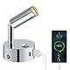 ERWEY 12V Leselampe Wohnmobil, LED Wandleuchte Bettlampe mit Schalter Touch Dimmbar 3000K-6000K,DC 12V-24V Spot Wohnmobilbeleuchtung mit USB A+C-Anschlüssen für Boot Auto Camper Van (Silber)