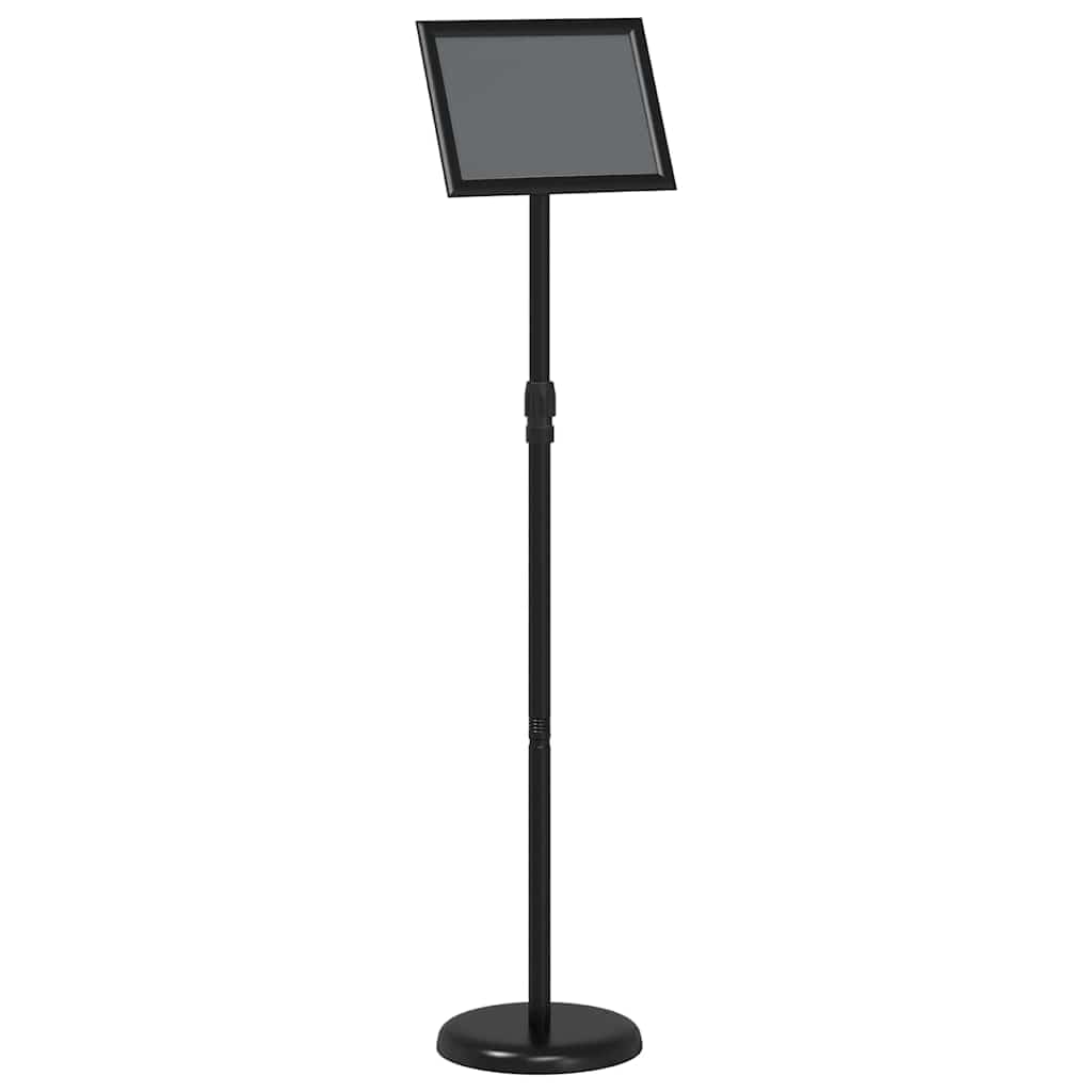 Support d'exposition en aluminium noir réglable en hauteur 95-128 cm pour foires et événements 25 x 25 x 125 cm