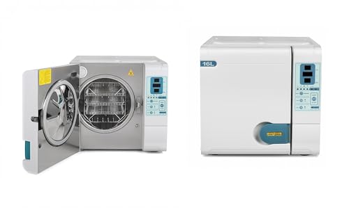 US 16L 1600W Professional Autoclaves Steam,Portable Digital LED Display Autoclave Sterilizer, Class B Pre-Vacuum Steam with Drying Function Double-Control Lock System Stainless Steel Lab Equipment