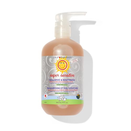 Image of California Baby Super Sensitive Shampoo and Body Wash - Hair, Face, and Body | Gentle, Fragrance Free, Allergy Tested | Dry, Sensitive Skin, 19 Ounces