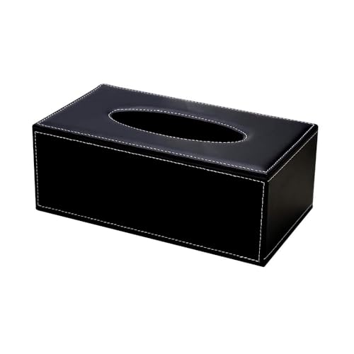 Image of oddpod PU Leather Rectangular Tissue Box Holder /Napkin & Paper Towel Dispenser with Magnetic Bottom Lid for Office, Home, Hotel, School & Salon - Noir Black