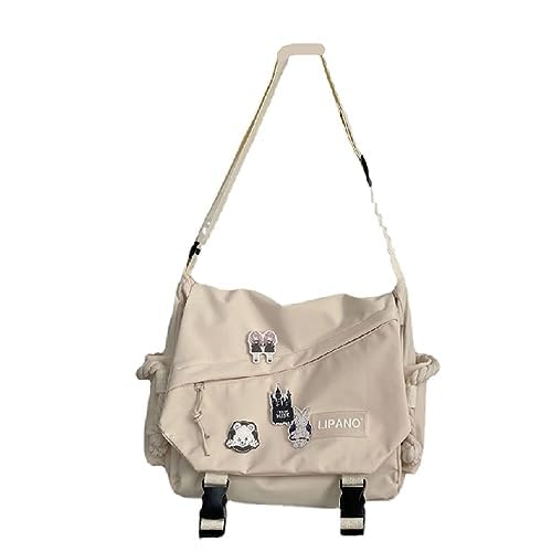 Loizziuy Cool Devil Backpack Crossbody Bag Large Capacity Aesthetic Backpack Cute Casual Travel Mochilas Daypacks (white [ plus random 4 badge])