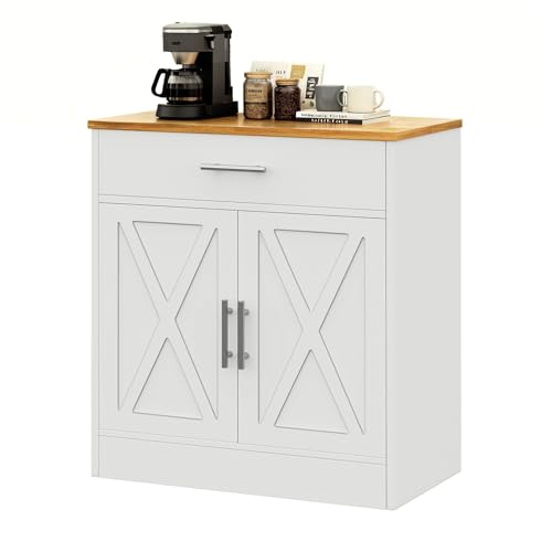 Vongrasig Farmhouse Coffee Bar Cabinet, Small Sideboard Buffet with Storage,