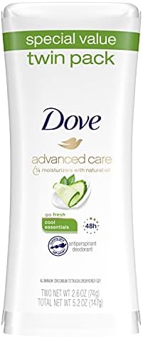 Dove Advanced Care Antiperspirant Deodorant Stick for Women, Cool Essentials, for 48 Hour Protection And Soft And Comfortable Underarms, 2.6 oz, 2 Count
