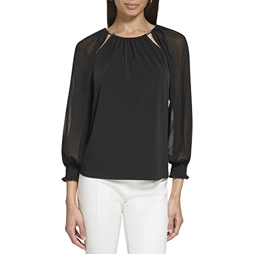 Image of Calvin Klein Women's Knit Long Sleeve Blouse