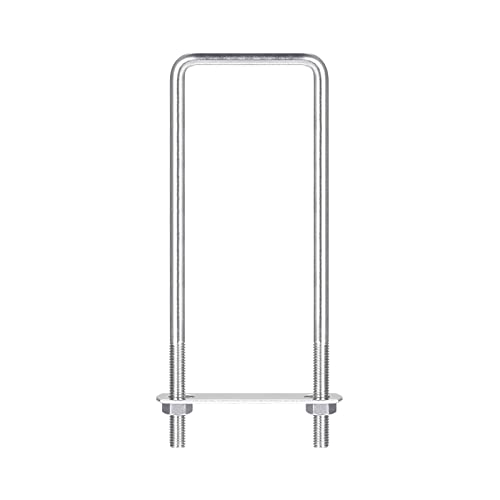 Image of uxcell Square U-Bolts, 2 Sets 62mm(2.44 inch) Inner Width 200mm Length M8 304 Stainless Steel U Clamp Bolt with Nuts and Plates, for Boat Trailer