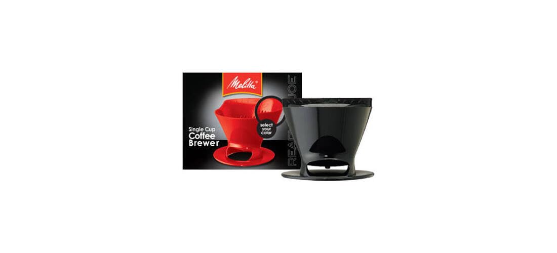 Melitta Filter Coffee Maker, Single Cup Pour-Over Brewer, Black, 1 Count (640007)