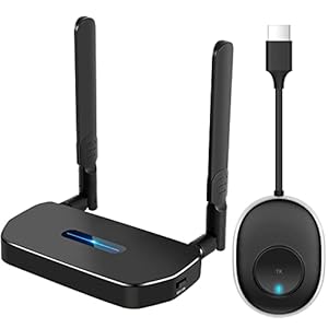Wireless HDMI Transmitter and Receiver 4K Kit, Full HD 4K Wireless Presentation Equipment HDMI Adapter, Plug and Play Streaming Media. Laptop, Dongle, PC,PS4, Smart Phone to HDTV/Projector 165FT/50M