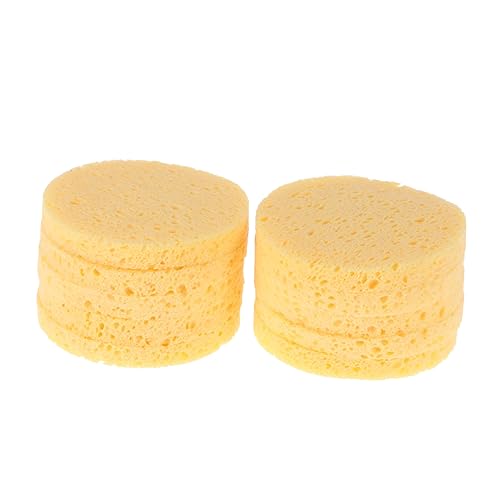 Ipetboom 10Piezas Esponja de Eliminación de Maquillaje de Esponjas Faciales de Madera de Pulpa Limpieza Profunda con Gel Limpiador Color Amarillo