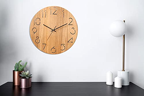 Beverly Hills Polo Club Real Wood Wall Clock -18-Inch Battery Operated Handmade No Tick Clock - Tuscan Style With Vintage Rustic Design, Provides A Unique Room Decor #TOP1