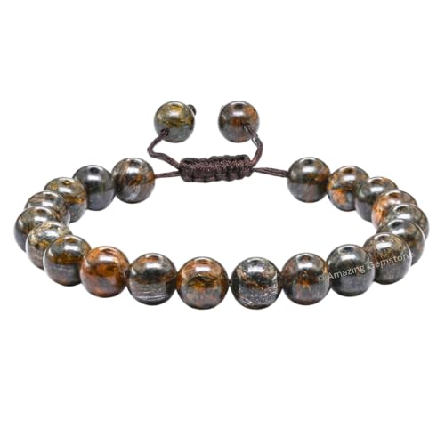Amazing Gemstone Bronzite Bracelet for Women Men's Gifts - Protection Healing Crystal Bracelet - 8mm Gemstone Beaded Adjustable Bracelet Pulseras para Hombres Mujer Stocking Stuffers
