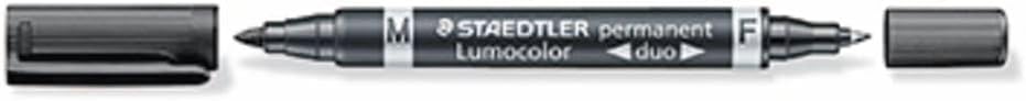 Lumocolor Permanent Duo 348 Black Double Ended Permanent Marker with Two Bullet Tips - Thin & Thick