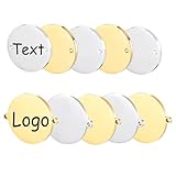 Cring Coco 20-200pcs Custom Logo Laser Engraved Tags with 2 Holes,Personalized Round Engraving Logo/Text,Stainless Steel Bracelet Necklace Earring DIY Jewelry Making,10-30mm Diameter