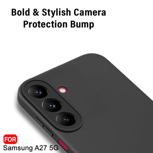 Image of TheGiftKart Liquid Silicon Back Cover Case for Samsung Galaxy A27 5G | Total Camera Protection | Micro-Fibre Lining Inside | Shockproof Back Cover Case for Samsung Galaxy A27 5G (Silicone, Black)