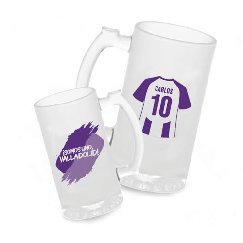 Jarra Cerveza Personalizada Fútbol Valladolid | Regalo Original para Aficionados del Fútbol | Regalo Camisetas Equipos Futbol | Diseño Único y Duradero (Valladolid)