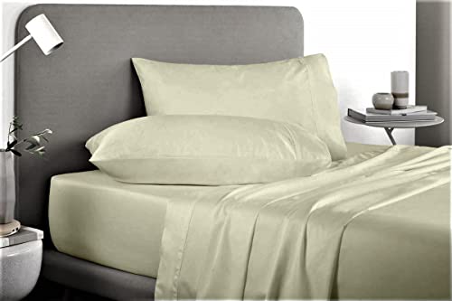 Olympic Queen Sheets Sets 66X80-Pure Long 100% Egyptian Cotton 400 Tc (4 Pcs) Rv Olympic Queen Size Sheets To Fit Upto 15" Deep Mattress (Ivory) #TOP6