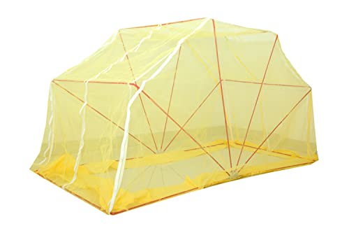 Image of Elegant Premium Cotton Mosquito Net for Mid Size Bed (Divaan)(4x6 Feet Yellow) | Foldable Machhardani with High-Density Mesh & Washable