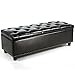 Belleze 48" Rectangular Faux Leather Storage Ottoman Bench Footrest, Large, Brown