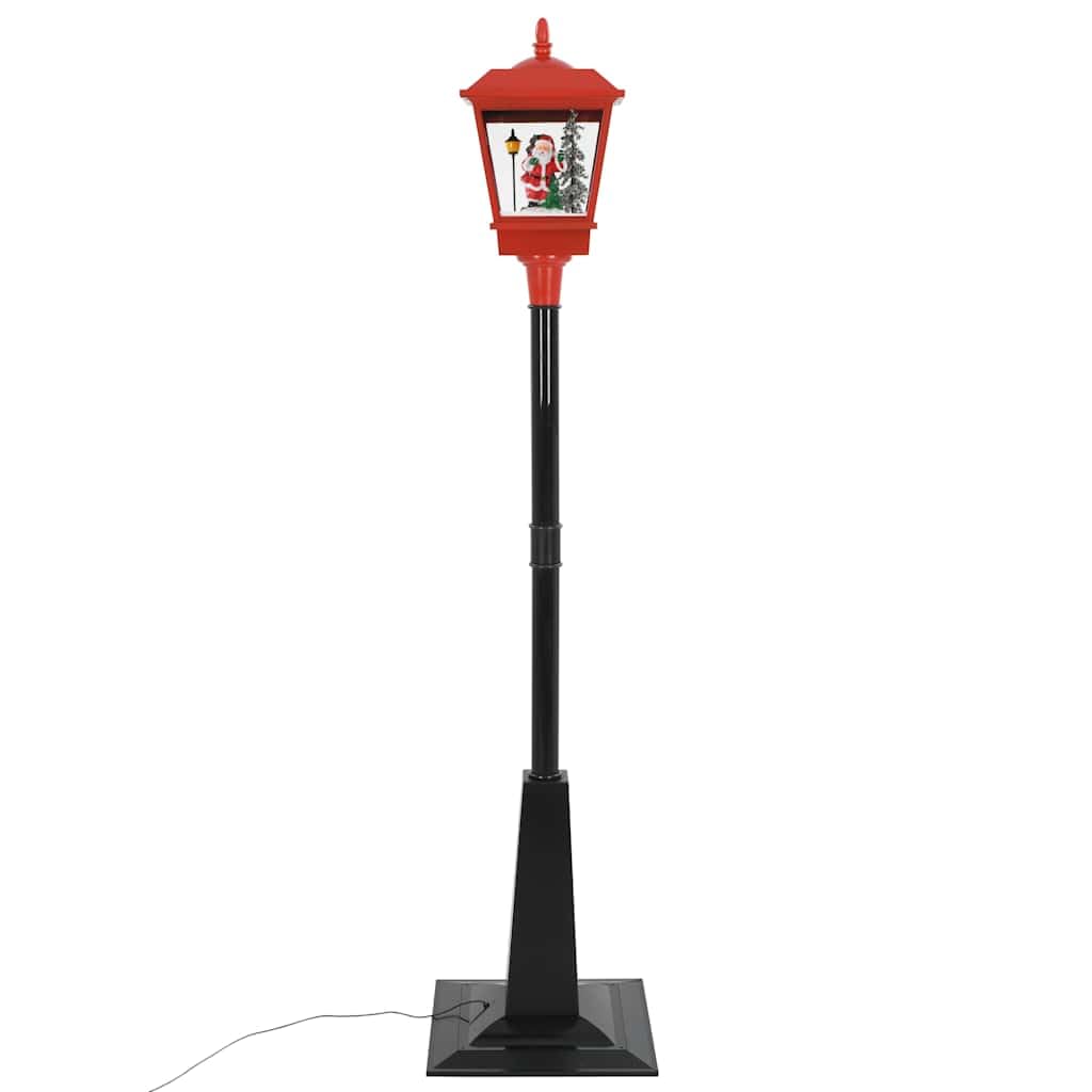 Weihnachts-Straßenlampe mit Weihnachtsmann 180 cm LED, Innenbereich Deko mit Schnee, Kranz, MERRY CHRISTMAS Schild und fröhlicher Melodie, ABS PVC Material, Adapter, Kabel, Montagematerial