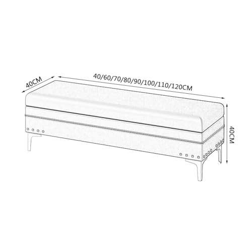 Cajas almacenaje integradas en banco de pie de cama con patas de metal robustas 3