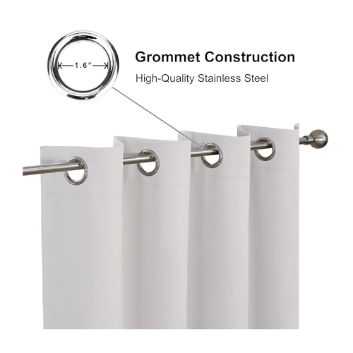 CUCRAF Grayish White Blackout Curtains 96 Inches Long, Thermal Insulated Noise Reducing Grommet Window Drapes for Bedroom & Living Room(52x96 Inch, 2 Panels) - Image 5