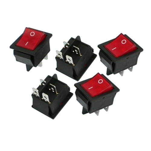 Interruptor KCD4 rectangular de balancín rojo ON-OFF de 16A 250V para cuadros eléctricos 2