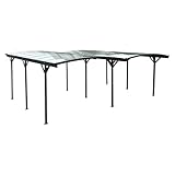 Sans entretien sweeek - Carport avec Extension 30m² Aluminium Anthracite et Polycarbonate - Le Mans 5x6m - abri de Voiture 505 x 600 x 239 cm