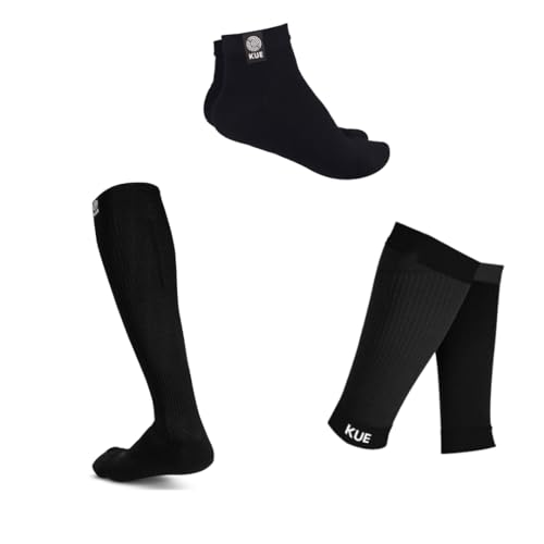Image of KUE Knee Compression Socks for Men & Women - 18-21 mmHg Support for Pain Relief, Circulation, Blood Recovery - Sports, Running, Football, Cycling - Knee-High, Moisture-Wicking