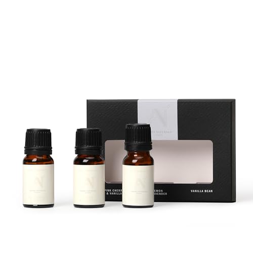 Aroma Naturals, Juego de 3 aceites aromáticos, 3 aceites por paquete, 10 ml, cereza rosa y vainilla, limón y lavanda, aromas de vainilla
