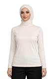 Le Voile Women’s Long Sleeves Undershirt – Cotton Lycra Turtleneck Body Vest – Layering Top Hijab Extension | لوڤوال توب شيرت طويل قطن بأكمام برقبة هاف عاليه للنساء – حجاب (Off White | أوف وايت)