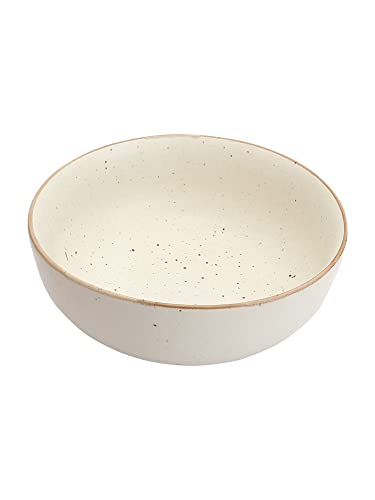 Image of miah decor Ceramic Serving Bowl | Speckled Ivory Rustic Stoneware Style Bowl for Rice, Curry, Gravy & Salad | Deep Multipurpose Serving Dish for Parties & Family Meals (Style 10)