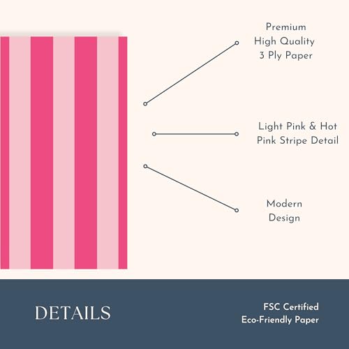 Image of Bonjour Fete Hot Pink Cabana Stripe Guest Towels, Pack of 20, 4.25x7.75 inch