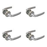 Amig - Pack de 4 Juegos de Manillas de Roseta de Zamak para Puertas - Mod. HISA - Ø52 mm - Cuadradillo de 8 mm - Diseño Elegante y Sencillo - Aluminio Níquel Cepillado
