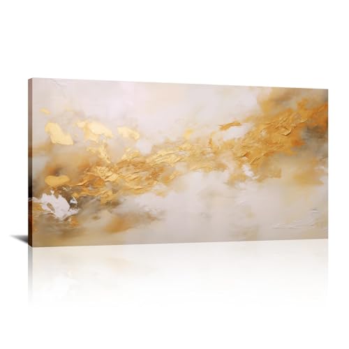 Or abstrait photos blanc peinture contemporaine marbre impression sur toile murale moderne 65x130