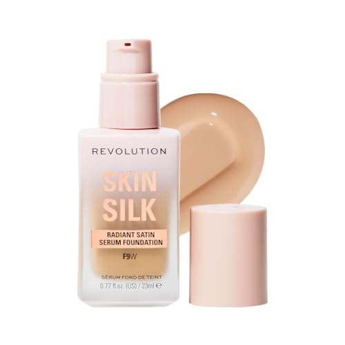 Image of Revolution Skin Silk Serum Foundation- F9, Warm 23ml | Lightweight, Hydrating Foundation with Hyaluronic Acid & Peptides | Natural, Radiant Finish with Light-Medium Coverage | Long-Lasting Base Makeup | Shades Specially Selected for Indian Skin Tones