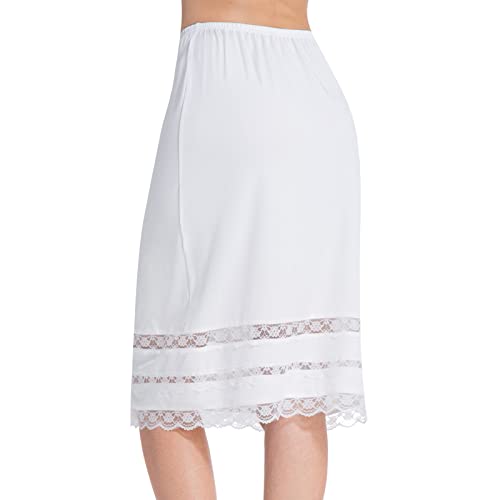 Image of Half Slips for Under Dress Women Underskirt Dress Extender Lace Trim Knee Length