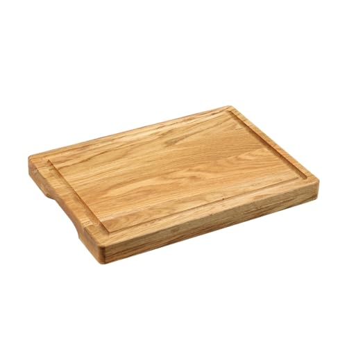 KESPER Schneidebrett Eichenholz | FSC-zertifiziert | Extra stark 3 5 cm | Mit Griffmulde & BIOFA-Öl | 38 5 × 27 5 cm | 49100
