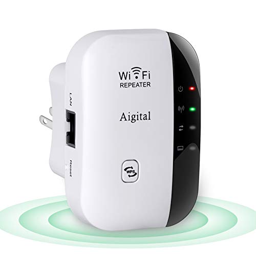 Aigital WiFi Extender - Upgraded WiFi Repeater Wireless Signal Booster Mini WiFi Blast Range Extender, Access Point, Easily Extend Signal to Cover Whole Home, 300Mbps 2.4GHz| New Program| Quick Setup