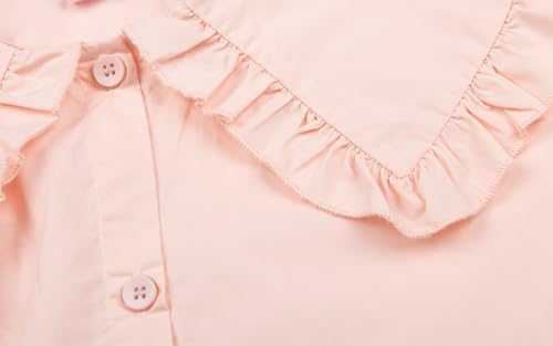 Mud Kingdom Girls Peter Pan Collar Shirts Puff Long Sleeve Blouse Solid Cotton Button Down Fall4