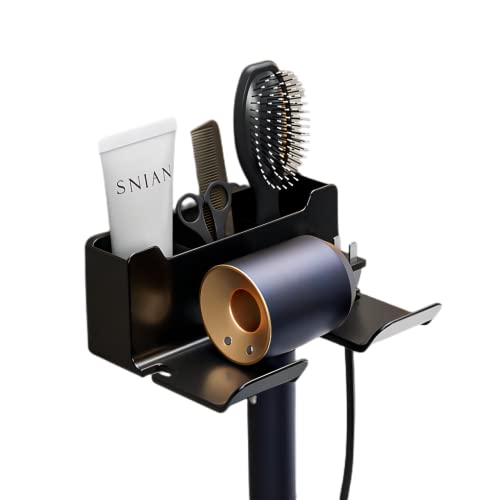 Hair Dryer Holder Frame Rack Stand No Drilling Wall Mounted Save Space & Easy To Install, Bedroom & Bathroom Hair Tool Toothbrush Shaver Organizer For Dyson Supersonic Basket Storage（Black） #TOP5