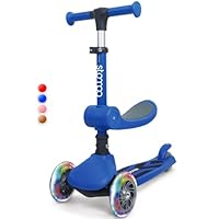 Stompa Kids Scooter for 2 Year Old | Toddler Scooter 2-in-1 with Seat | 3-Wheel, LED Light Up Wheels, Adjustable Height, Foldable, Lean to Steer, Max 50KG
