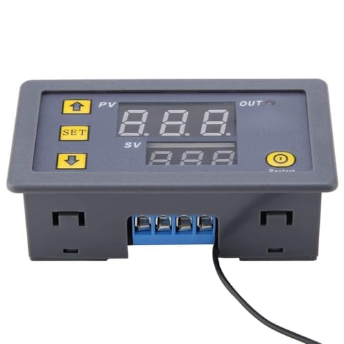 W3230 Controlador Digital De Temperatura, DC 12V 24V 220V Temporizador Digital Termostato, Interruptor Sensor Instrumento con Doble Pantalla LED, Interruptor De Temporizador Ciclo Programable (220v)