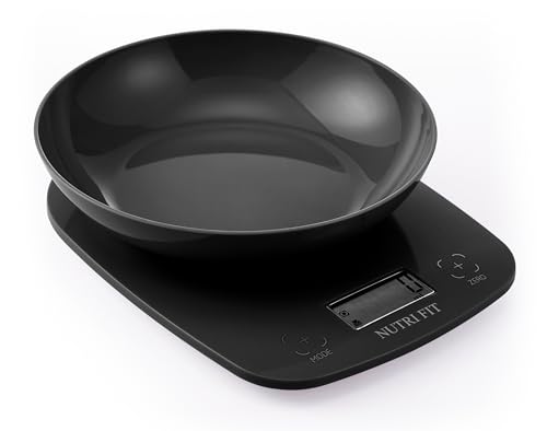 NUTRI FIT Digital Food Weight Scale with Removeable Bowl 5kg/11lb Black