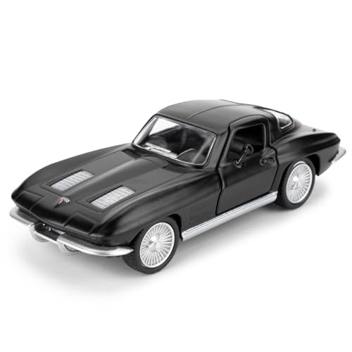 imtfzct 1/36 Chevrolet Corvette Modellauto, Alu-Spielzeugauto mit Rallyefunktion, Modellspielzeug Freizeitauto, Auto-Geschenk für Jungen und Mädchen (schwarz)